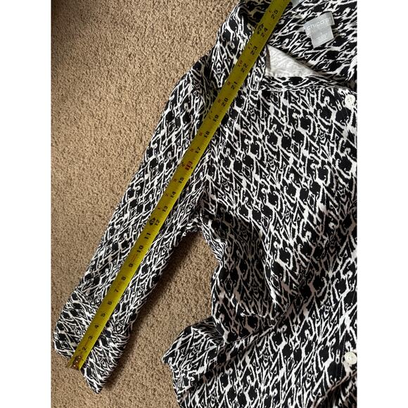 Chico's Womens No-Iron Chic Stretch Button Up Shirt Blouse Classic Corpcore - Picture 6 of 7